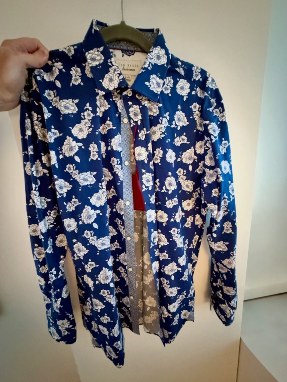 Ted Baker Endurance Men’s Floral Dress Shirt Navy Blue Size 16 34/35 Large